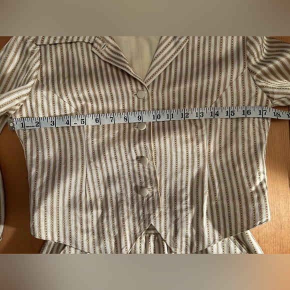 Authentic 1940s Handmade Satin Two Piece Dress Set Striped Vintage - Picture 10 of 16